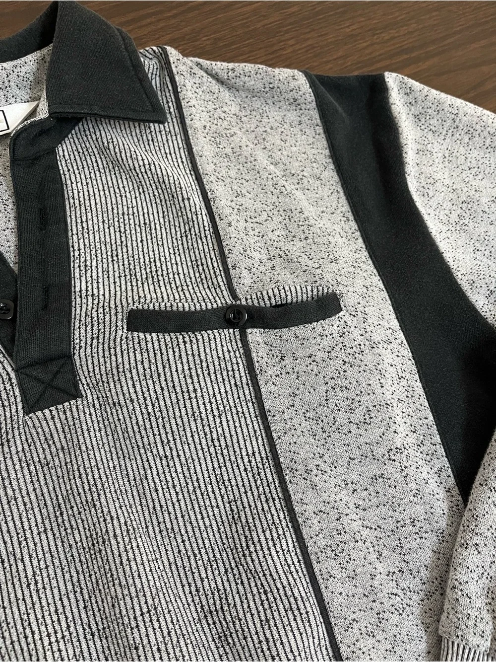 Classics by Palmland Banded Bottom Sweater Mens XL Gray Black Striped Vintage